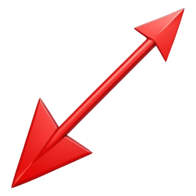 A simple, bold red downward arrow with clean edges, solid fill, and a modern emoji-like style. The arrow points straight down, with a thick shaft and a wide triangular tip. sticker