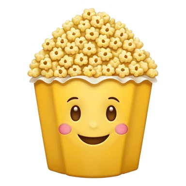 Smiling Emoji 😋 with 👀 for eyes with popcorn 🍿in front  sticker
