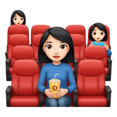 a girl with black hair enjoying a film in a cinema seat sticker