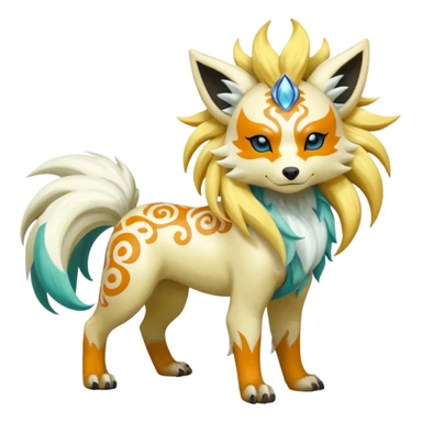 Tropical Tiny Marked Patterned Tribal Shiny Albino Painted Oriental Asian Patterned Tropical Exotic Toxic Suicune-Arcanine-Meloetta-Renamon-Absol-fusion-hybrid-creature (full body) sticker