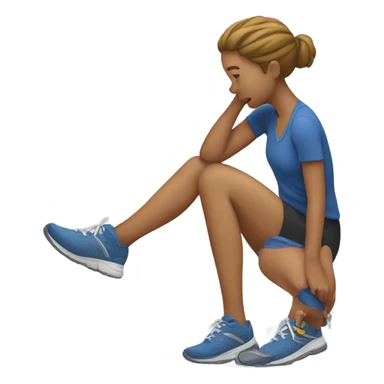Exhausted runner putting on shoes.  sticker