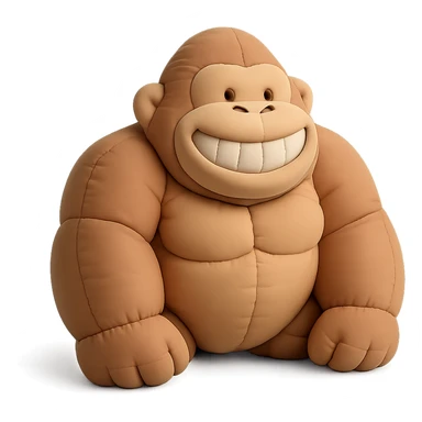 gorilla with a big toothy grin, soft edges, cushion style, no background sticker