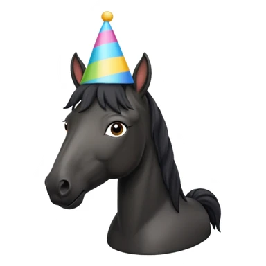 black horse in tshirt with party hat sticker