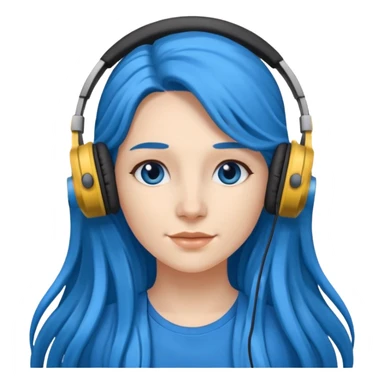 blue long haired woman with headphone sticker