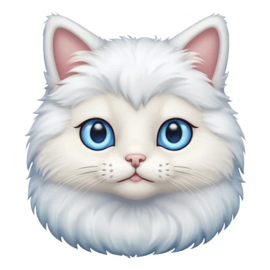Teddy cat with white fur and blue eyes iOS style sticker