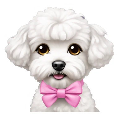 cute white maltipoo with pink bows on her ears  sticker