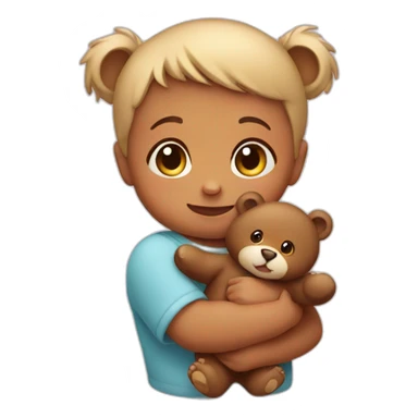 Baby holding a bear sticker