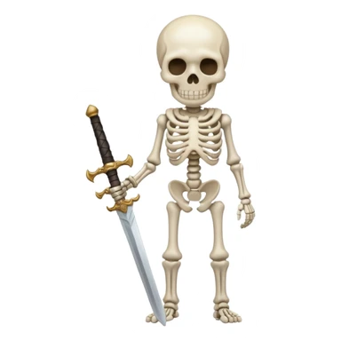 Skelton holding a sword cartoon sticker