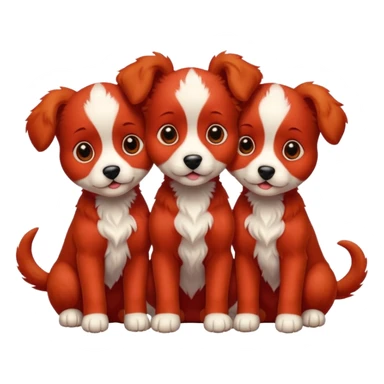 Red 3 headed puppy sticker