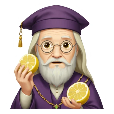 Dumbledore with Lemon slices in his hands sticker