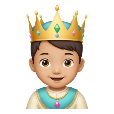 asian baby wearing birthday crown sticker