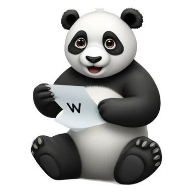 panda with the letter w in the hand sticker
