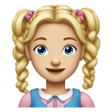 Girl with blond pigtails and pink antiques on pigtails and blue eyes sticker
