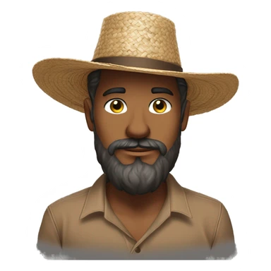 Amish brown straw hat and small beard without mustache white skin brown button down shirt whole body building a building one photo  sticker