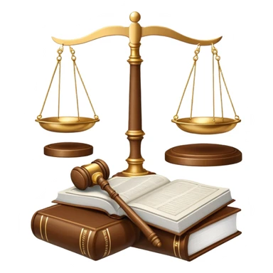 An icon featuring scales of justice, a gavel, and a legal book, symbolizing the study of law. The design includes courthouse pillars in the background, representing authority and legal systems. Transparent background highlights the principles of justice, order, and legal education. sticker