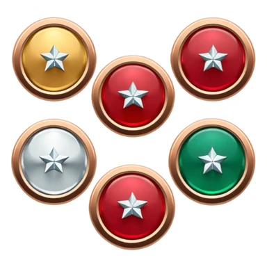 создай 6 значков для твича где 1 значок - базовый, 2 - 2 месяца подписки, 3 - 3 месяца подписки, 4 - 6 месяцев подписки, 5 - 9 месяцев подписки, 6 - год подписки, сделай это в игровом стиле sticker