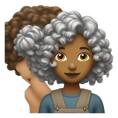 Fille voilé avec un garçon au cheveux bouclés décoloré  sticker