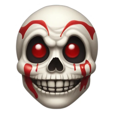 Skull with clown makeup and a big red clown nose sticker