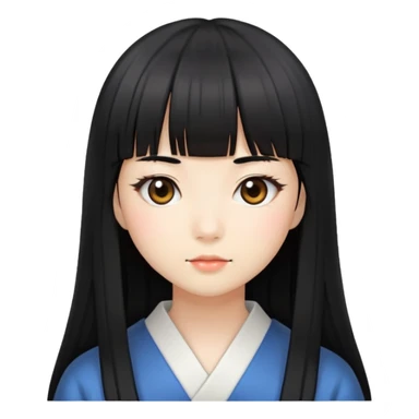Japanese girl with straight bangs and long straight black hair sticker