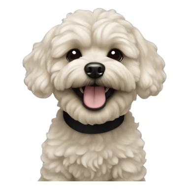 Maltipoo dog. All black in color everywhere. No other color. Extreme underbite with teeth showing  sticker
