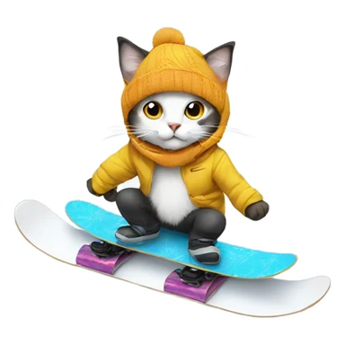 cat on a snowboard  sticker
