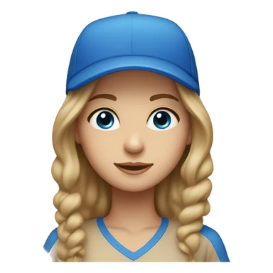 Girl with dark blonde hair and blue eyes in a cap on beige/brown background  sticker