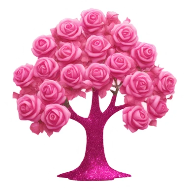 Pink tree made of roses with glitter sticker