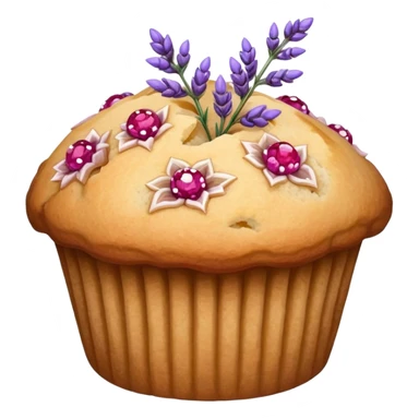 Lavender flower sprig muffin with berry and sugar crystals sticker