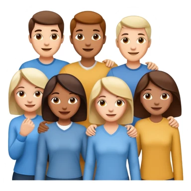 group of people standing together, showing unity and loyalty, cheerful expressions sticker