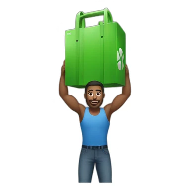 A man who lifts a giant Xbox  sticker