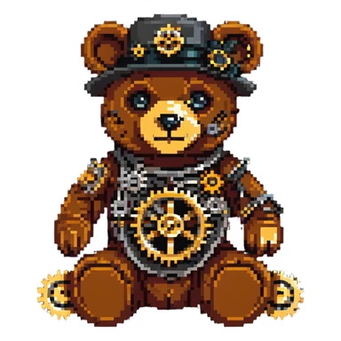 Steampunk Freddy bear with brass and gears sticker