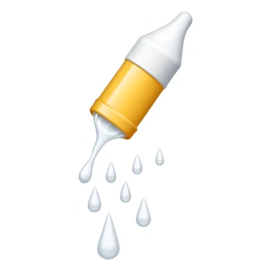 individual white glue white drops falling and dripping down out of a tube, all white sticker