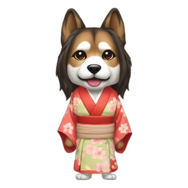 hot-guy-noh-dog-mask-longhair-japanese-kimono sticker