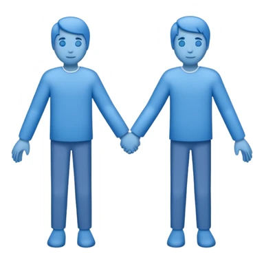 bonequinhos recortados de papel azuis de mãos dadas sticker