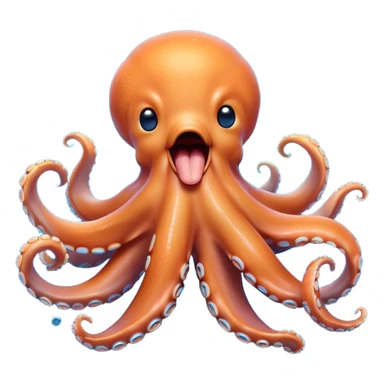 Cinematic Cute Yawning Octopus Portrait Emoji, Head tilted slightly with a dramatic, wide-open yawn, showcasing a plump, light orange body decorated with delicate blue rings and loosely draped arms with sleepy, half-closed eyes, Simplified yet irresistibly adorable features, highly detailed, glowing with a soft, cozy underwater glow, high shine, relaxed yet expressive, stylized with a hint of whimsical aquatic charm, soft glowing outline, capturing the essence of a drowsy yet affectionate octopus that appears ready to stretch and yawn its way out of the screen! sticker