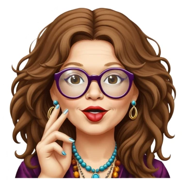 Janis Joplin blowing a kiss with her iconic glasses sticker