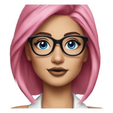 Photo Realistic kylie jenner stylish pink hair BLUE eyes and glasses elegant  sticker