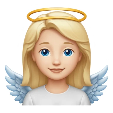 angel emoji blonde hair, blue eyes and smiling sticker