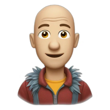 A bald man with fraggles and glaces sticker