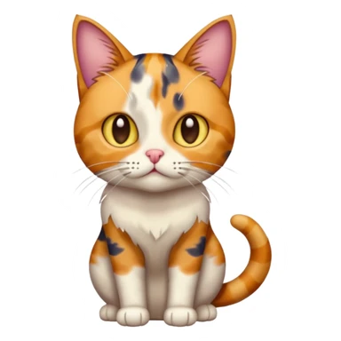 full body colourful calico tabby cat with disproportioned head with an anxious face sticker