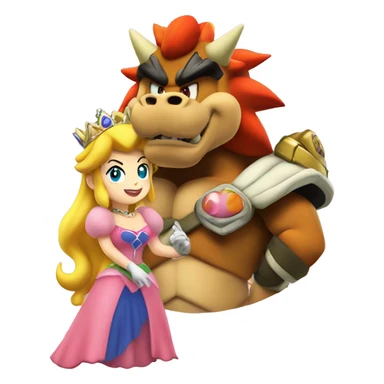 princess peach with bowser sticker