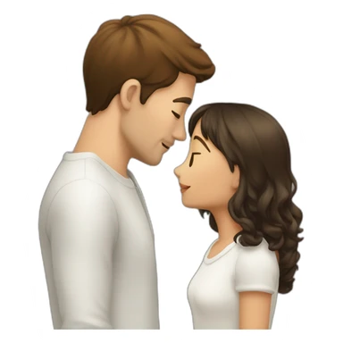 brune petite kiss a white tall guy sticker