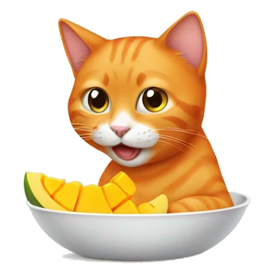 Orange cat eating mango sticker