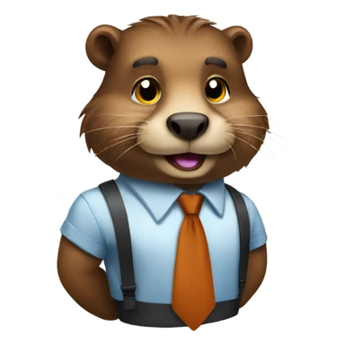Make an emoji with a reliable look like an animal beaver wearing a shirt and being a business professional sticker