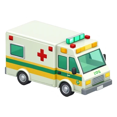 isometric yellow and green check ambulance  sticker