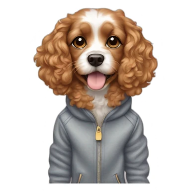 Dog with wavy coat, cavapoo, street style  sticker