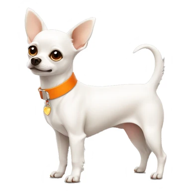 white chihuahua terrier with orange collar and brown eyes sticker