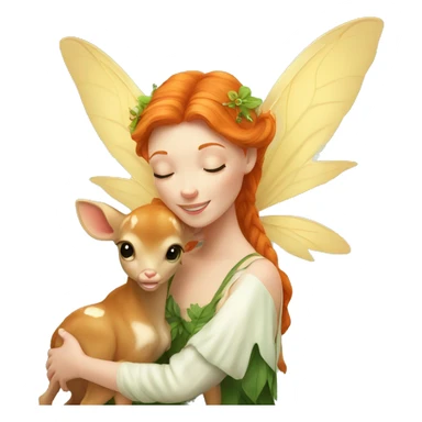 Beautiful ginger fairy with a baby fawn  sticker