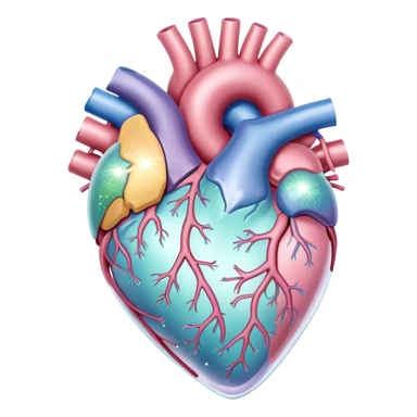 Pastel transparent heart anatomy and sparkle sticker