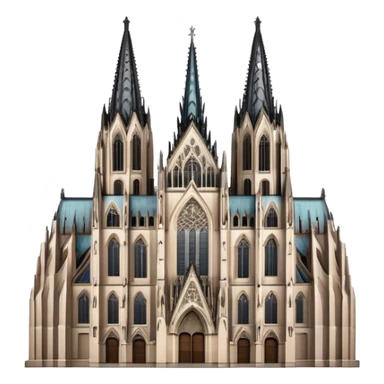 Cinematic Realistic Cologne Cathedral Landmark Emoji, showcasing Gothic architecture rendered with detailed stone textures and majestic, dynamic lighting. sticker